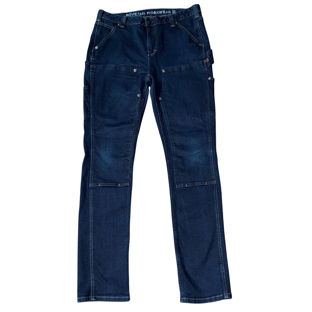 DOVETAIL WORKWEAR Maven Slim Utility Carpenter Jeans Dark Wash Stretch | Sz 14